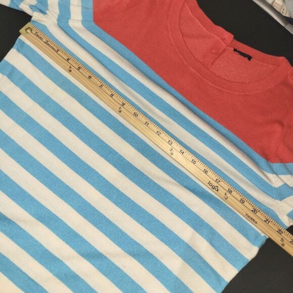 Talbots Coral Blue Striped Button-Back Sweater XL - Picture 6 of 8